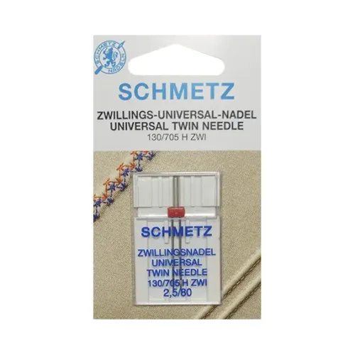 Aguja doble universal de la marca SCHMETZ. Grosor 2.5/80