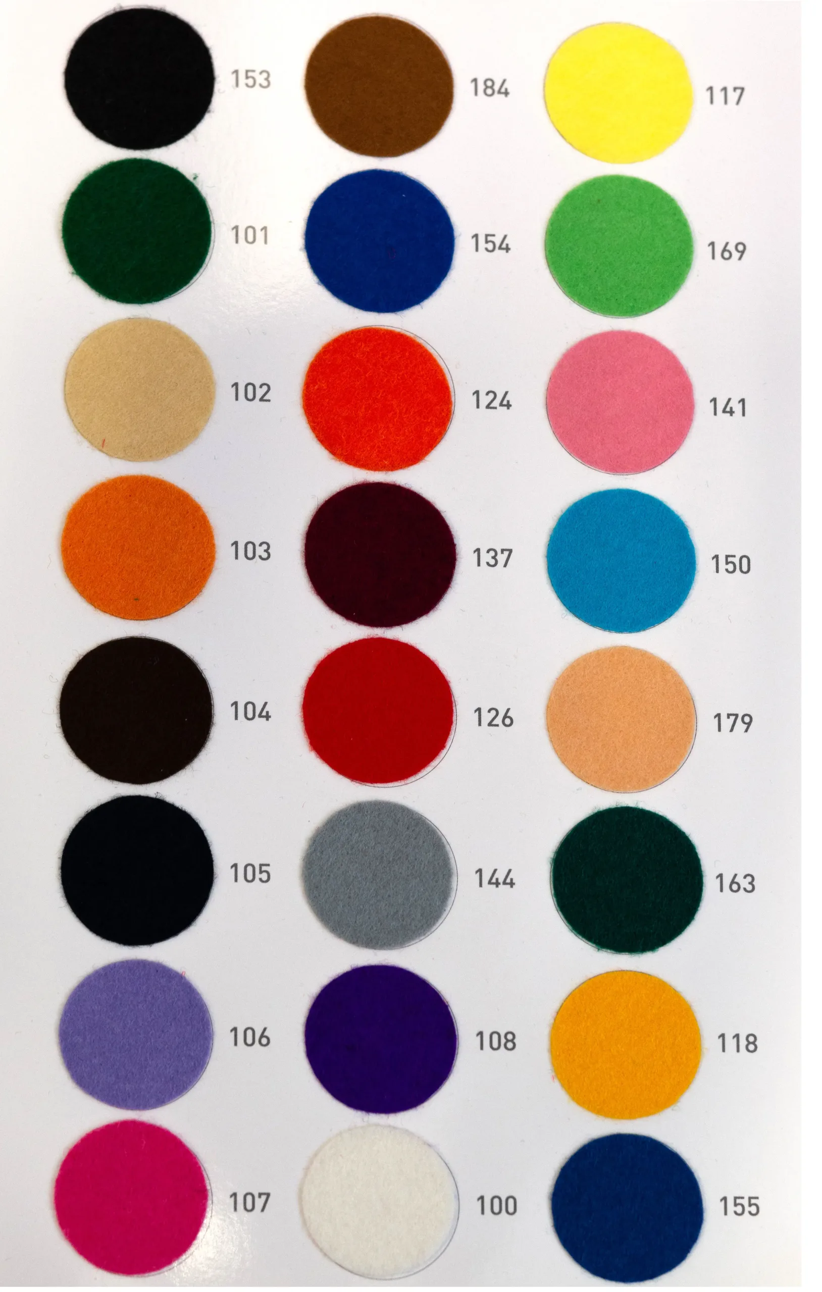 Paleta de color fieltros 180 gramos