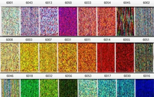 Paleta de color de los hilos metálicos brillantes GLITTER de Gunold