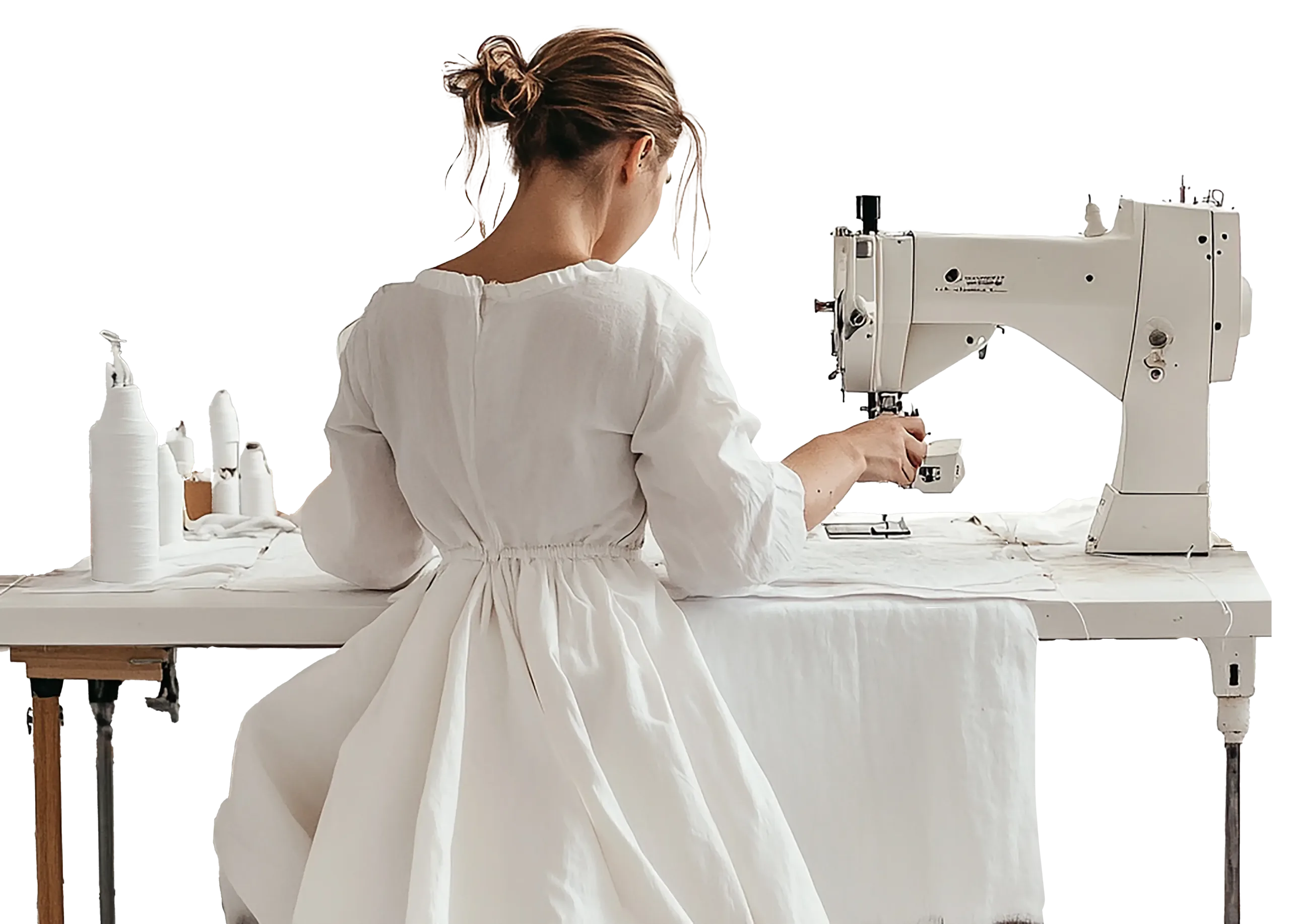 una-mujer-se-sienta-en-una-mesa-frente-una-maquina-de-coser-OPT Especialistas en venta de máquinas de coser, bordado, de corte y centros de planchado imdustriales